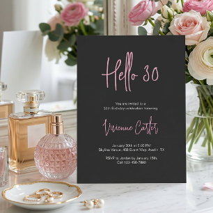 Invitación Cumpleaños moderno 30 Rosa Negro Fiesta de cumplea