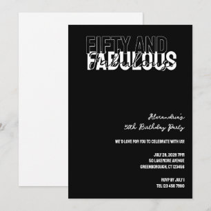 Invitación Cumpleaños Moderno Cincuenta y Fabuloso 50