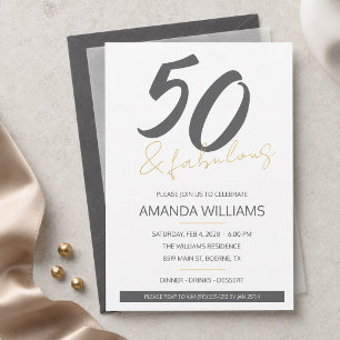 Invitación Cumpleaños moderno cincuenta y fabuloso 50