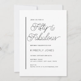 Invitación Cumpleaños moderno cincuenta y fabuloso de 50 años