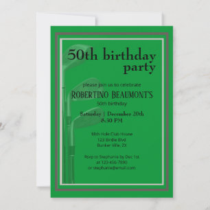 Invitación Cumpleaños moderno corporativo verde negro 50 Golf