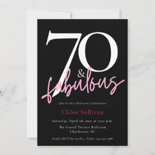 Invitación Cumpleaños moderno de 70 años fabuloso con letra r
