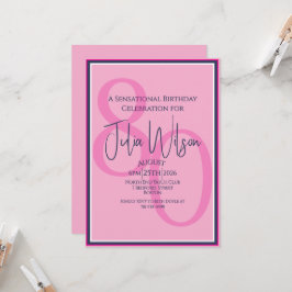 Invitación Cumpleaños moderno de 80 años con escritura en cap