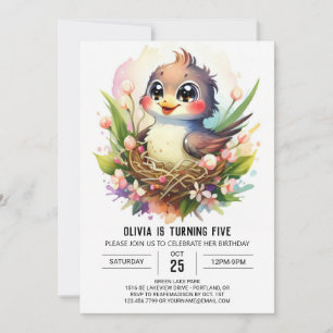 Invitación Cumpleaños moderno de aves en línea