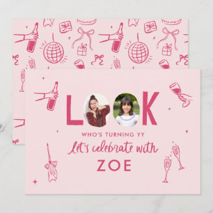 Invitación Cumpleaños moderno de Collage de fotos con manos d