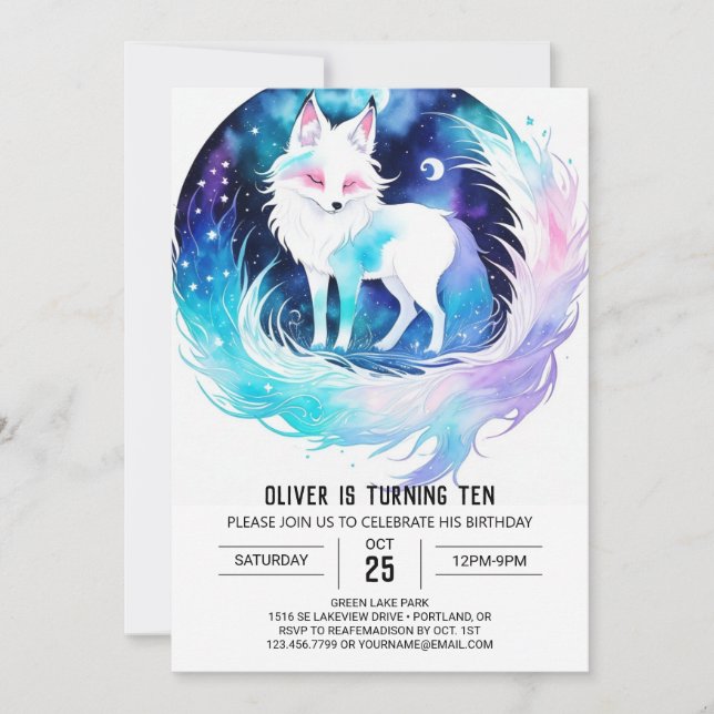 Invitación Cumpleaños moderno de Fox Woodland (Anverso)