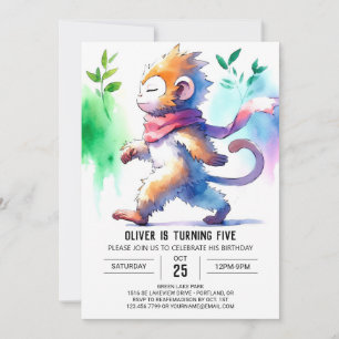 Invitación Cumpleaños moderno de monos en línea