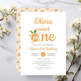 Invitación Cumpleaños moderno de naranja cítrico Dulce Uno