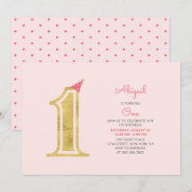 Cumpleaños moderno de niña | Rosa y dorado