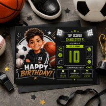 Cumpleaños moderno de niños deportistas negros 10
