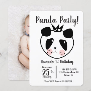 Invitación Cumpleaños moderno de panda lindo 1er