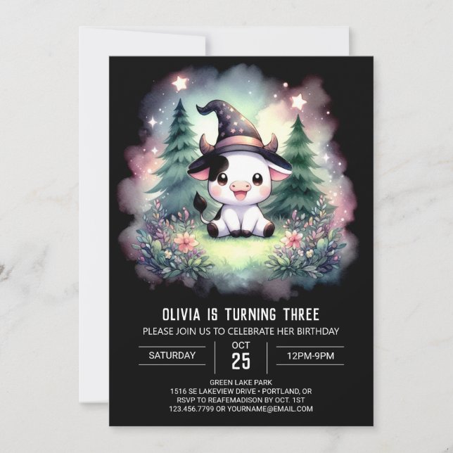 Invitación Cumpleaños moderno de vacas en línea (Anverso)