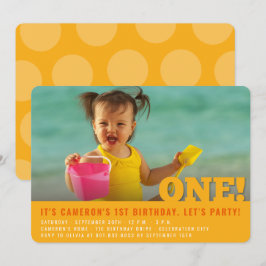 Invitación Cumpleaños moderno del bebé o niña uno