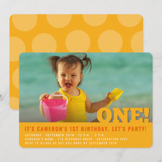 Invitación Cumpleaños moderno del bebé o niña uno