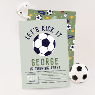 Invitación Cumpleaños moderno deportivo fútbol niños