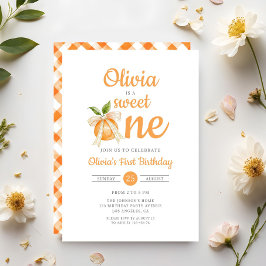 Invitación Cumpleaños Moderno Dulce Uno Naranja Cítrico