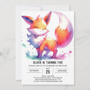 Invitación Cumpleaños moderno editable de Fox