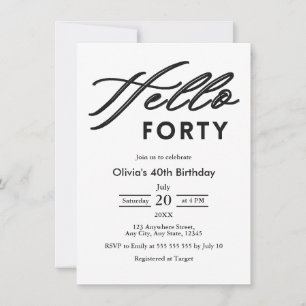 Invitación Cumpleaños Moderno Elegante Cuarenta 40