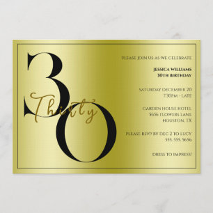 Invitación Cumpleaños moderno elegante unisex 30 