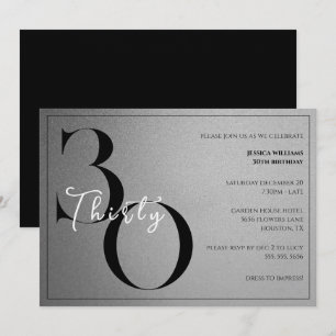 Invitación Cumpleaños moderno elegante unisex de 30 años