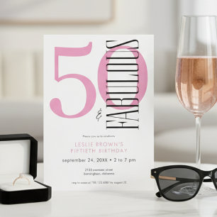 Invitación Cumpleaños moderno minimalista cincuenta fabuloso