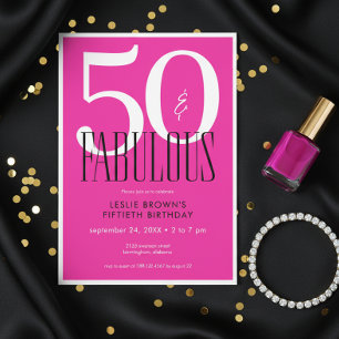 Invitación Cumpleaños moderno minimalista cincuenta fabuloso