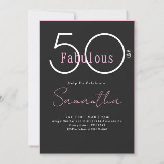 Invitación Cumpleaños moderno minimalista cincuenta y fabulos