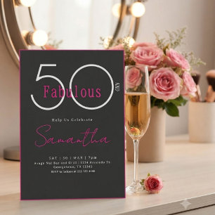 Invitación Cumpleaños moderno minimalista cincuenta y fabulos