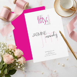 Invitación Cumpleaños moderno monograma Rosa 50 & Fabuloso 