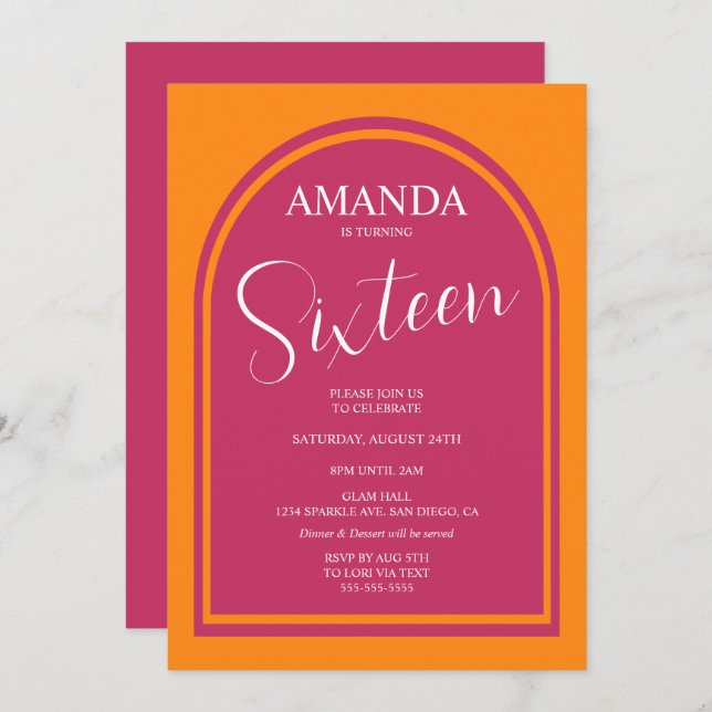 Invitación Cumpleaños moderno para cualquier edad (Anverso / Reverso)