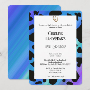 Invitación Cumpleaños Moderno Rodeo Electric Blue Impresión V
