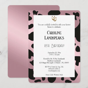 Invitación Cumpleaños Moderno Rodeo Rosa Dorado Estampado de