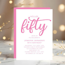 Invitación Cumpleaños moderno rosa 50