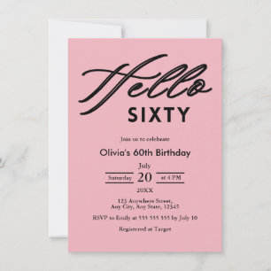 Invitación Cumpleaños moderno rosa sesenta 60