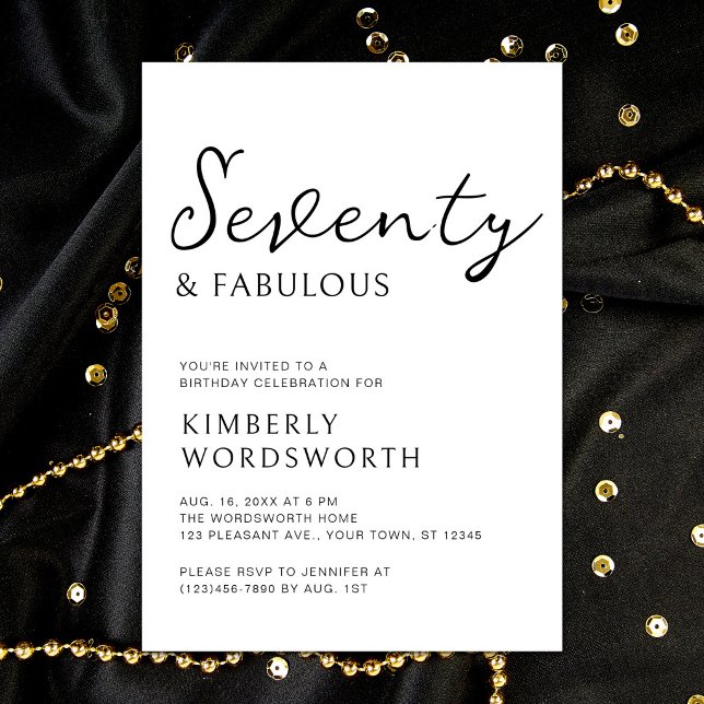 Invitación Cumpleaños moderno setenta y fabuloso Script 70 (Subido por el creador)