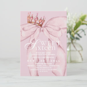 Invitación Cumpleaños Moderno y Elegante de Sweet 16 con Lazo