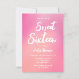 Invitación Cumpleaños moderno y elegante Sweet 16 con gradien