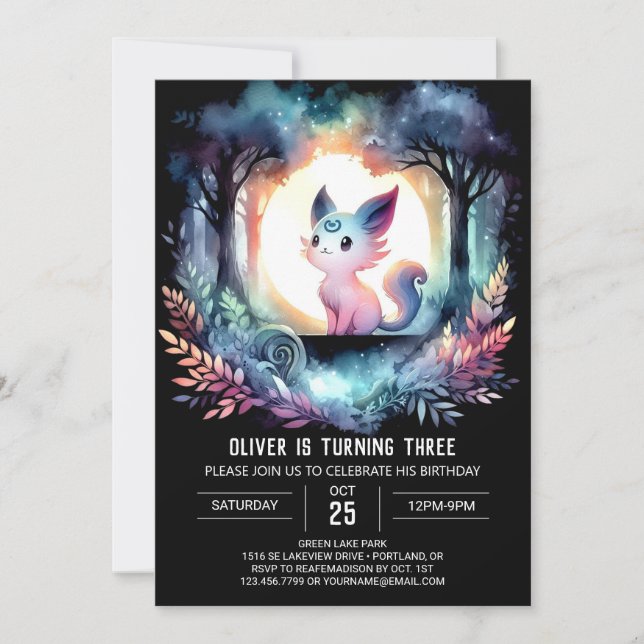 Invitación Cumpleaños moderno y simple de un gato (Anverso)