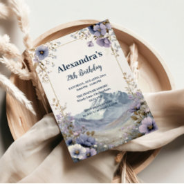 Invitación Cumpleaños Montaña Flor Silvestre Lavanda