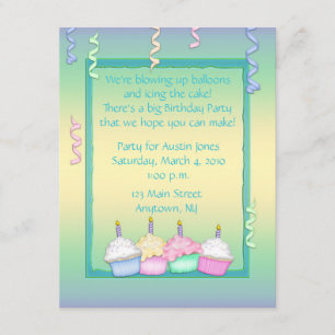 Invitación Cumpleaños multicolor de la magdalena