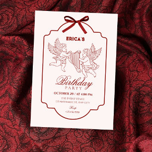 Invitación Cumpleaños música ángel elegante cupido