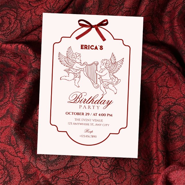 Invitación Cumpleaños música ángel elegante cupido (Subido por el creador)