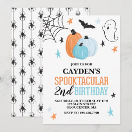 Invitación Cumpleaños naranja turquesa Spooktacular de Hallow
