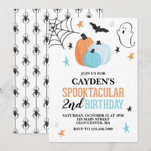 Invitación Cumpleaños naranja turquesa Spooktacular de Hallow