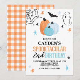Invitación Cumpleaños naranja turquesa Spooktacular de Hallow