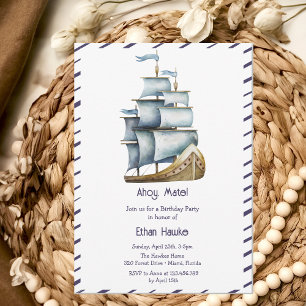 Invitación Cumpleaños náutico de niños Ahoy mate
