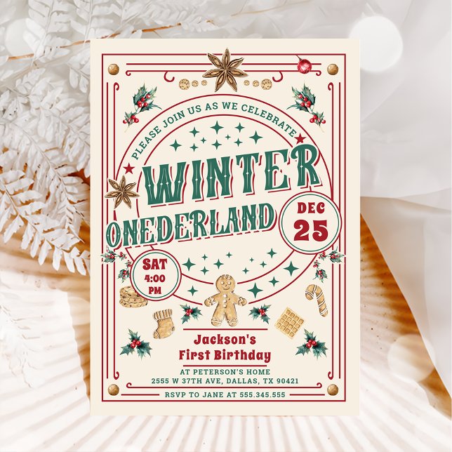 Invitación Cumpleaños Navidad Invierno ONEderland Galleta (Subido por el creador)