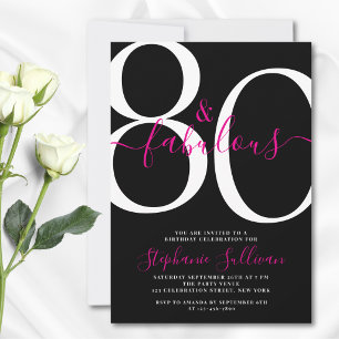 Invitación Cumpleaños negro de 80 años: Ochenta y fabulosos