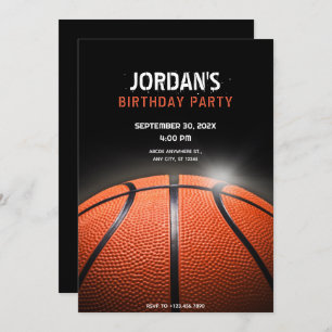Invitación cumpleaños negro de Basketball