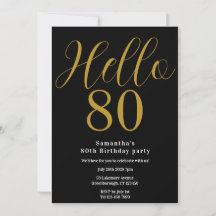 Cumpleaños Negro Oro Chic 80 Aniversario